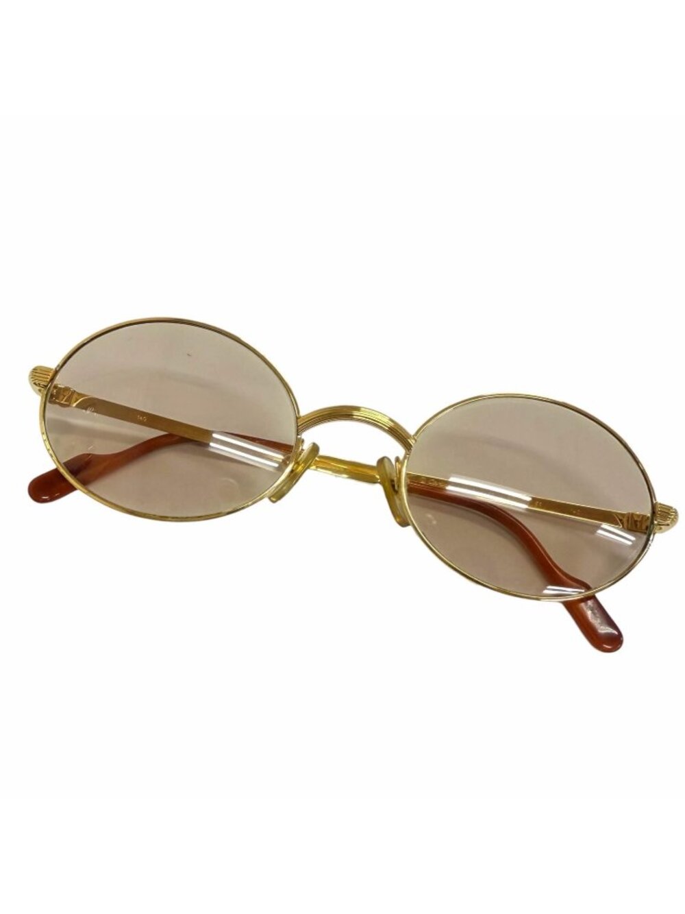 Cartier Vintage Solobonne Oval Sunglasses Eyewear Gold Brown 53 22 Prescription